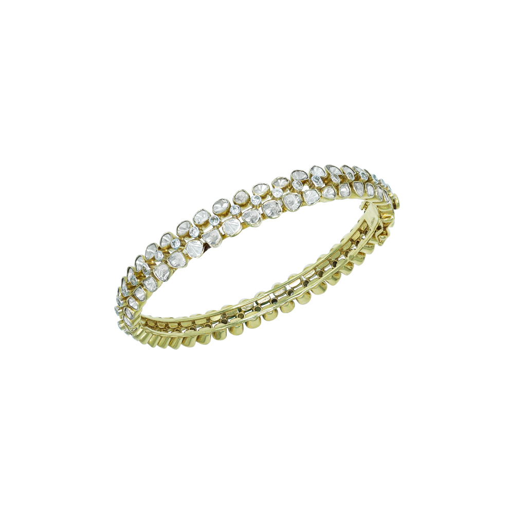 Bangle with Double Rows of Polkis in Opensetting Design
